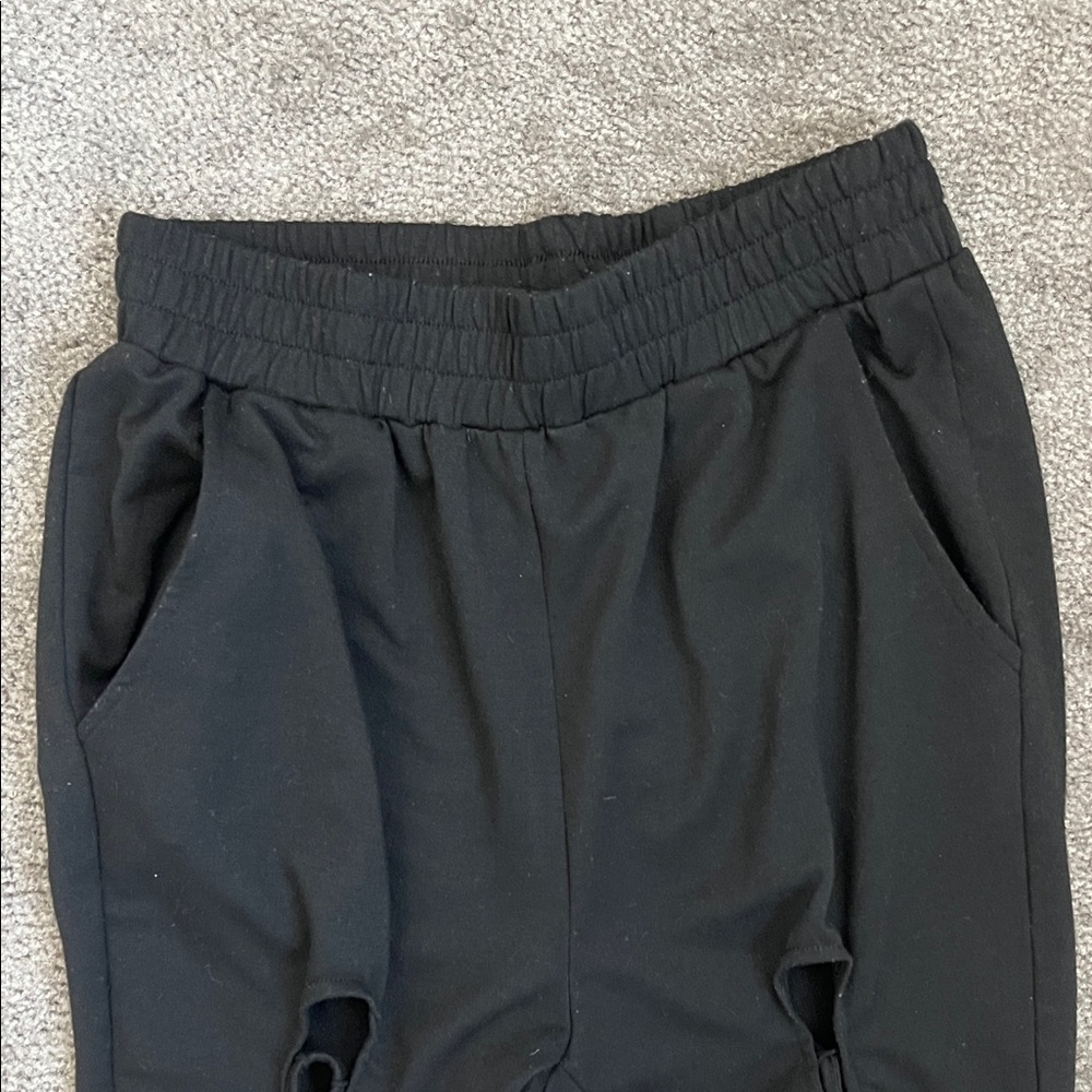 Black Ruched Drawstring Pants - Picture 4 of 4